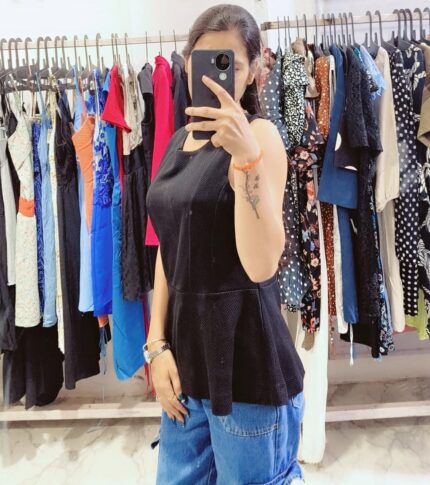 black sleeveless top