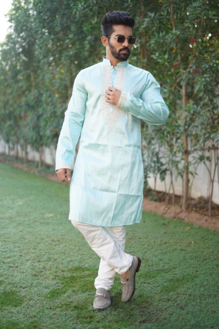 kurta pajama set light blue