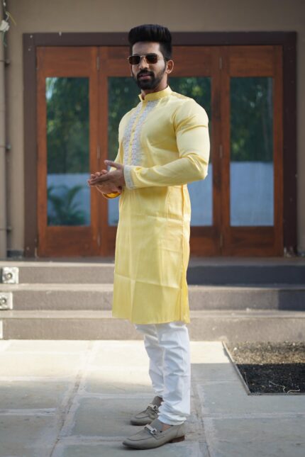 Vibrant yellow kurta pajama