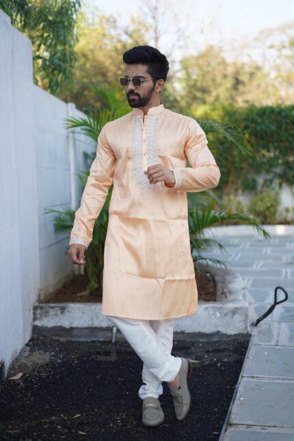 light peach kurta pajama set