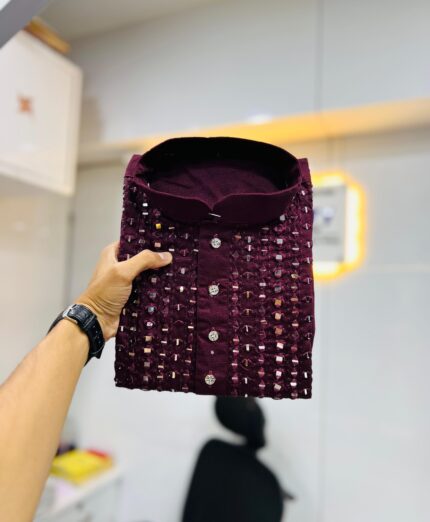 maroon kurta pajama set