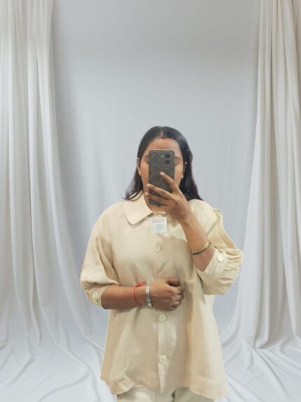 light beige button down shirt