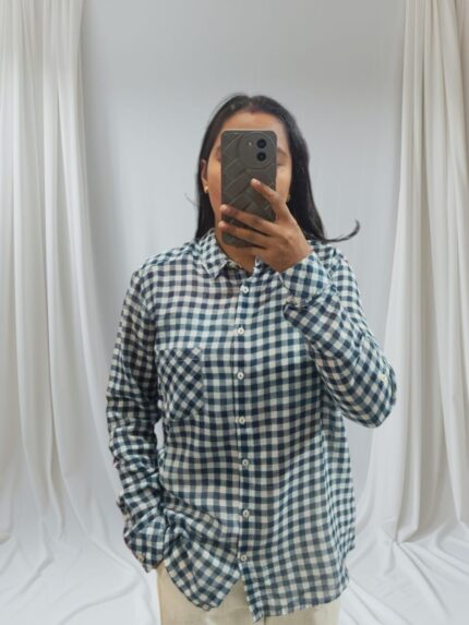checkered button-down shirt