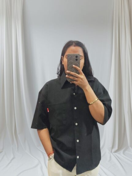 black short-sleeve shirt
