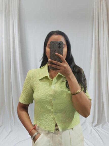 light green textured short shirt